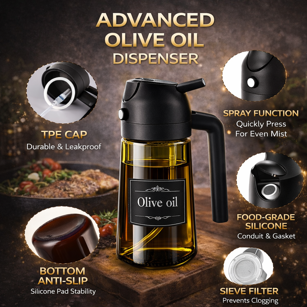 Portable Glass Oil Spray and Pour Pot