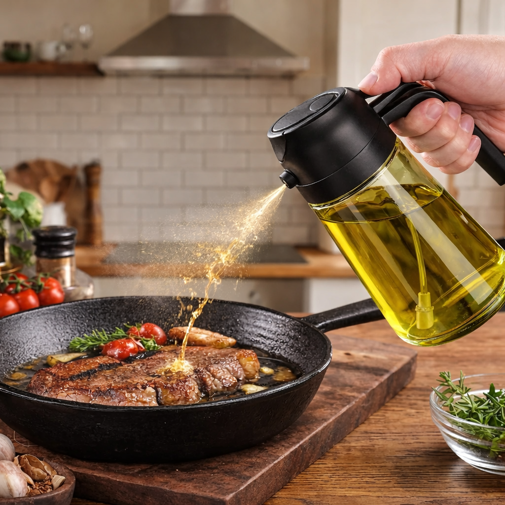 Portable Glass Oil Spray and Pour Pot