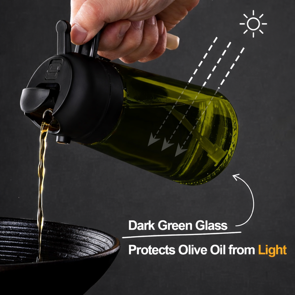 Portable Glass Oil Spray and Pour Pot