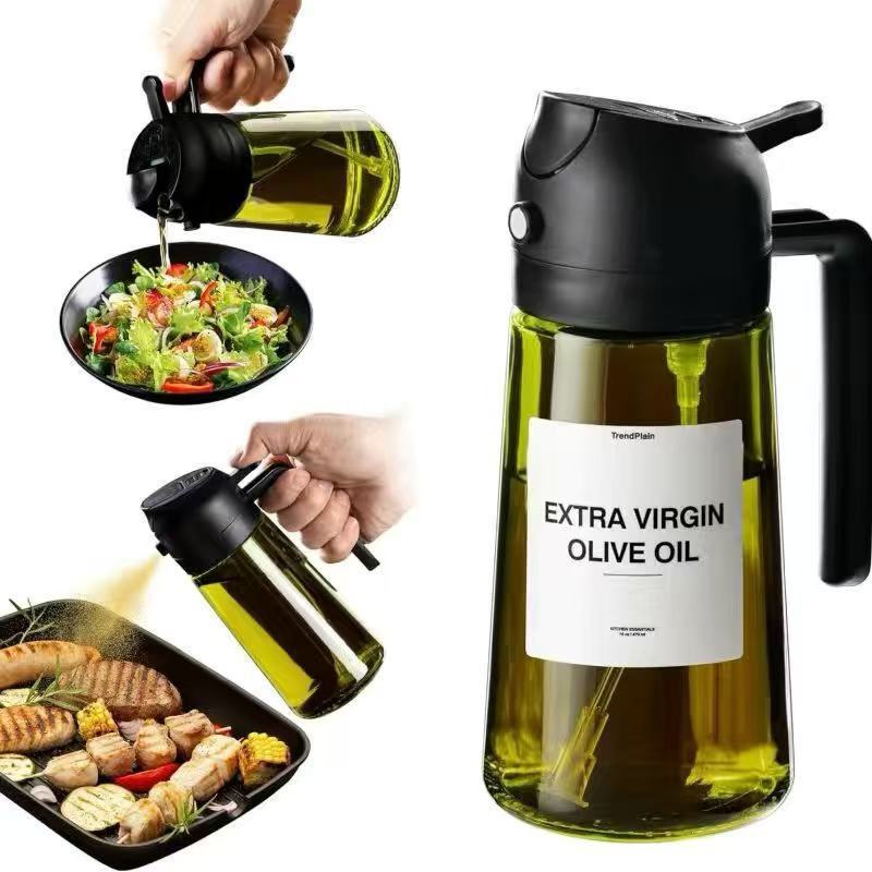 Portable Glass Oil Spray and Pour Pot
