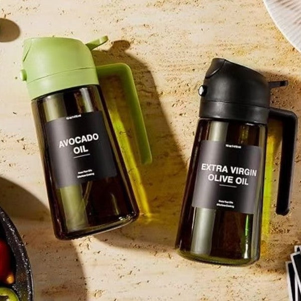 Portable Glass Oil Spray and Pour Pot