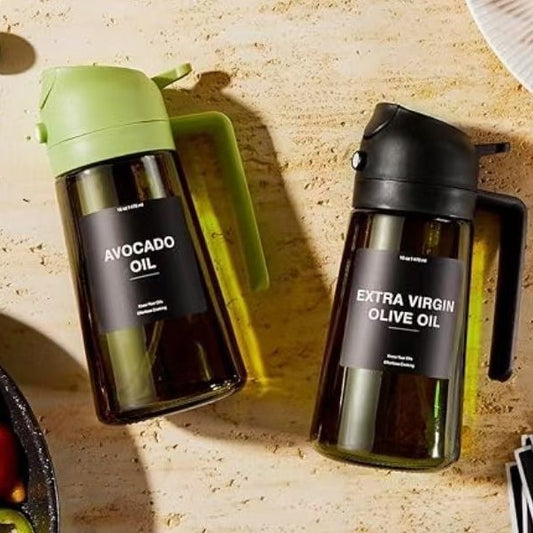 Portable Glass Oil Spray and Pour Pot