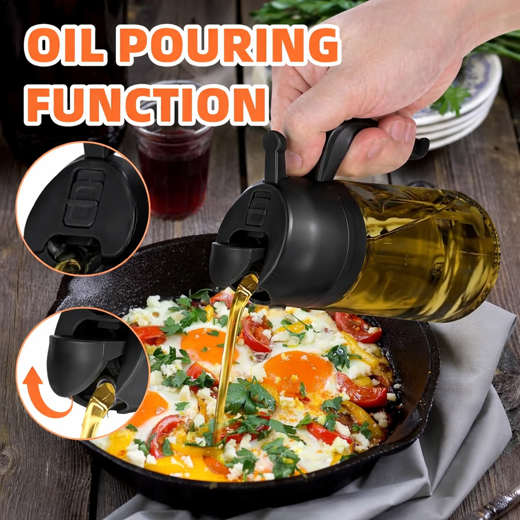 Portable Glass Oil Spray and Pour Pot